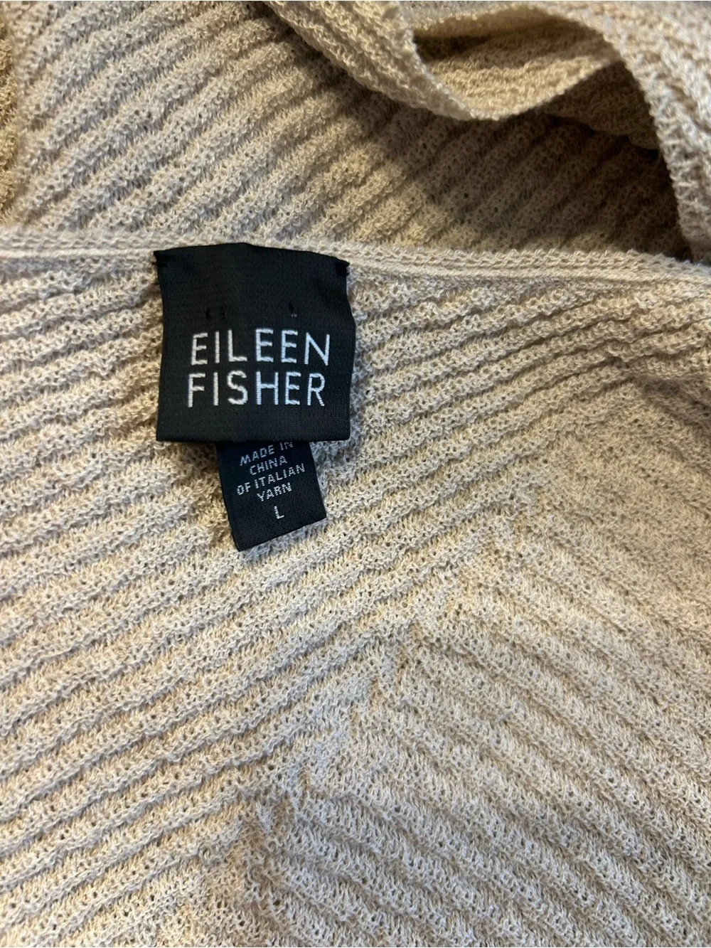 Eileen Fisher Women’s Tan Wool Sweater Twinset w/ Open Cardigan and Tank, Large - Picture 5 of 14